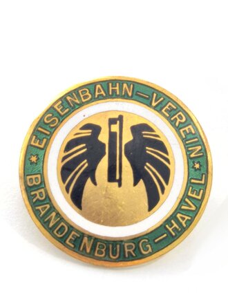 Kleinabzeichen " Eisenbahn- Verein Brandenburg - Havel " rückseitig mit Hersteller
