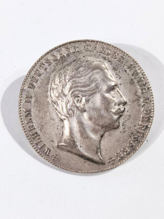 Erinnerungsmedaille 800er Silber " Deutschen Kaiser Wilhelm II. Deutscher Kasier, König von Preussen ", Durchmesser 32mm