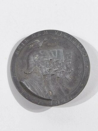 Broschierte Medaille " Heil dem Vierbund 1914 - 1916 " Nadel defekt, Durchmesser 30mm