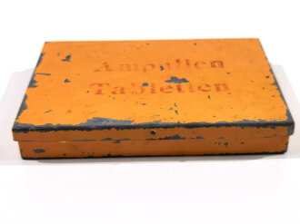 Blechbehälter " Ampullen Tabletten " Wehrmacht, 8 x 12cm, ungereinigtes Stück