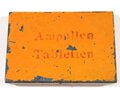 Blechbehälter " Ampullen Tabletten " Wehrmacht, 8 x 12cm, ungereinigtes Stück