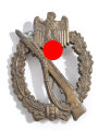 Infanterie- Sturmabzeichen in Bronze mit Hersteller " A.S. im Dreieck, dieser Hersteller ist noch unbekannt " Nadel neuzeitlich ergänzt ?