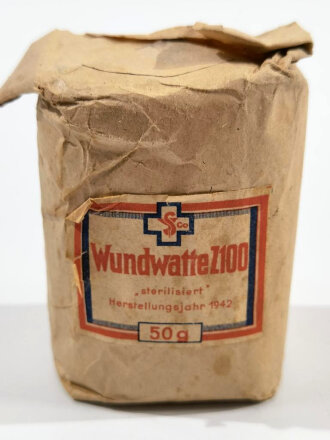 Pack " 50g Wundwatte" Herstellungsjahr 1942