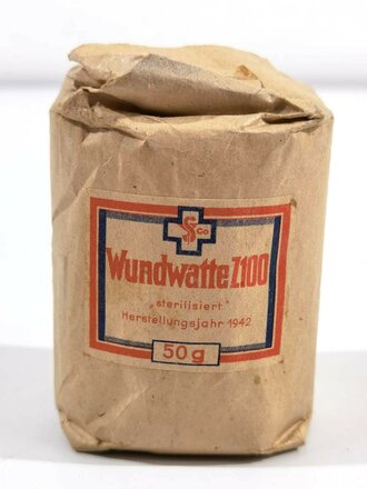 Pack " 50g Wundwatte" Herstellungsjahr 1942