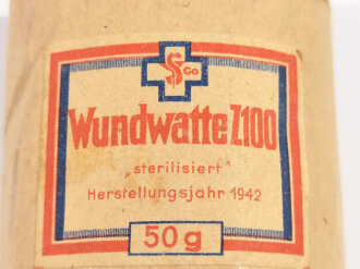 Pack " 50g Wundwatte" Herstellungsjahr 1942