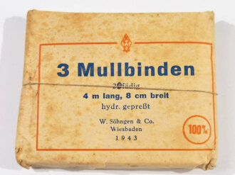 Pack " 3 Mullbinden" Herstellungsjahr 1943