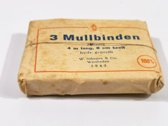 Pack " 3 Mullbinden" Herstellungsjahr 1943