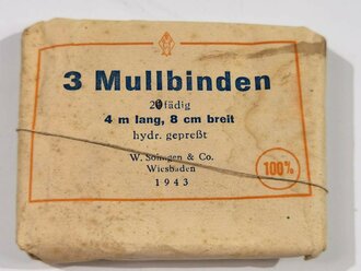 Pack " 3 Mullbinden" Herstellungsjahr 1943