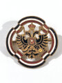 1. Weltkrieg, Patriotrisches Abzeichen, Umrundet mit der Reichsflaggen Farbe, in der mitte ein doppelter Adler, vergoldet, Durchmesser 29mm