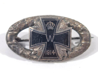 1. Weltkrieg, Patriotrisches Abzeichen, Darstellung Eisernes Kreuz 1914 umrundet mit Eichenlaub, Breite 34mm