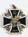 1. Weltkrieg, Patriotrisches Abzeichen, " Eisernes Kreuz 1914 dieses emailliert, mit in der mitte Eichenlaub und Eicheln 2 sehr aufwändig gemacht, größe 28mm