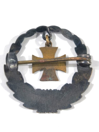1. Weltkrieg, Patriotrisches Abzeichen, " kleines Eisernes Kreuz als Anhänger in der mitte, rückseitig Broschierung, Druchmesser 25mm
