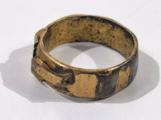 1. Weltkrieg, Patriotrisches Fingerring, " Eisernes Kreuz, in Treue Fest " vergoldet, innendurchmesser 17mm