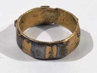 1. Weltkrieg, Patriotrisches Fingerring, " Eisernes Kreuz, in Treue Fest " vergoldet, innendurchmesser 17mm