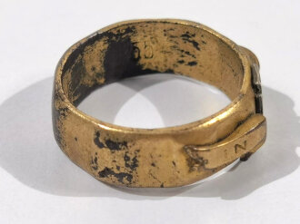 1. Weltkrieg, Patriotrisches Fingerring, " Eisernes Kreuz, in Treue Fest " vergoldet, innendurchmesser 17mm