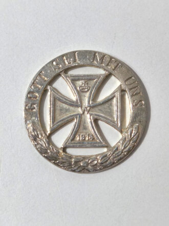 1. Weltkrieg, Patriotrisches Abzeichen, "Gott sei mit uns, mittig Eisernes Kreuz 1914 " Durchmesser 22mm