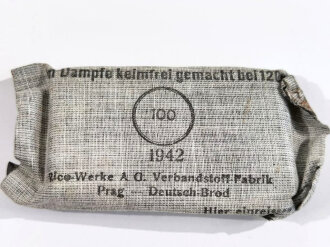 Verbandpäckchen Wehrmacht für den Verbandkasten. Kleines Modell datiert 1942