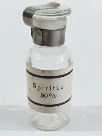 Glasflasche " Spiritus" für Sanitätszwecke, Gesamthöhe 8cm