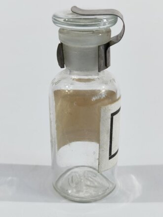 Glasflasche " Spiritus" für Sanitätszwecke, Gesamthöhe 8cm