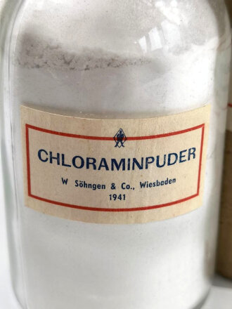 Glas  " Chloraminpuder " in Umverpackung...