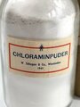 Glas  " Chloraminpuder " in Umverpackung datiert 1941, gehört so in die Luftschutz Hausapotheke