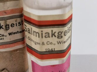 Flasche  " Salmiakgeist " in Umverpackung datiert 1941, gehört so in die Luftschutz Hausapotheke