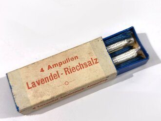 4 Ampullen Lavendel Riechsalz, so oft in Verbandkästen der Wehrmacht zu finden