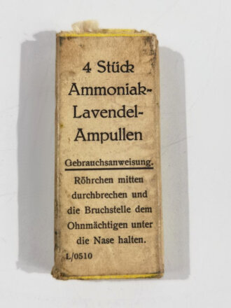4 Ampullen Ammoniak Lavendel , so oft in Verbandkästen der Wehrmacht zu finden