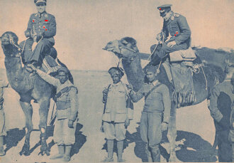 Ansichtskarte Luftwaffe "Zwei sattelfeste Flieger bei einem kleinen Spazierritt in die Wüste" - Der Adler die große Luftwaffen-Illustrierte