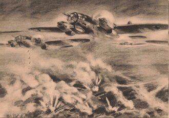 Ansichtskarte Luftwaffe "Deutsche Kampfflugzeuge zerstören einen feindlichen Eisenbahnknotenpunkt" - Der Adler die große Luftwaffen-Illustrierte