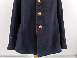 Feuerwehr Dienstjacke dunkelblau, etwa um 1920/30. Getragen, guter Gesamtzustand