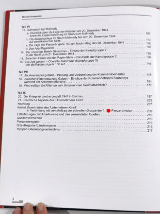 "Zwischen Ritterkreuz und Galgen Skorzenys Geheimunternehmen Greif in Hitlers Ardennenoffensive 1944/45", M. Schadewitz, 2007, 218 Seiten