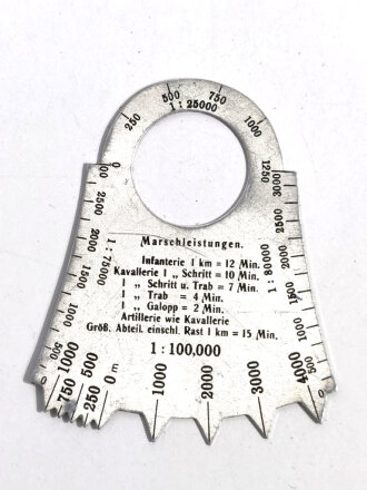 Schablone zum Ablesen der Marschleistung auf Karten aus...