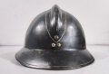 Frankreich, Feuerwehrhelm aus Stahlhelm , das Emblem aus Eisen. Innenfutter lose