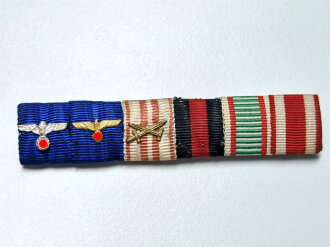 6er Bandspange eines Heeres Soldaten mit verschiedenen Auszeichnungen, Breite 91mm