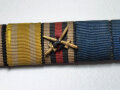 6er Bandspange eines Soldaten aus dem 1. Weltkrieg, mit Treudienst und Luftschutz- Ehrenzeichen, Breite 91mm