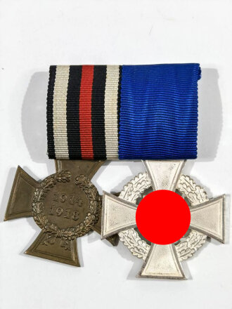 2er Ordensspange, " Ehrenkreuz für Kriegsteilnehmer und Treudienst- Ehrenzeichen 25 Jahre " , sehr guter Zustand
