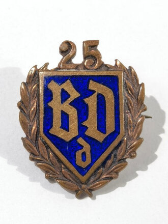 Deutschland nach 1945, Bund der Deutschen, Ehrennadel für 25 jährige Mitgliedschaft, rückseitig mit Kleberesten