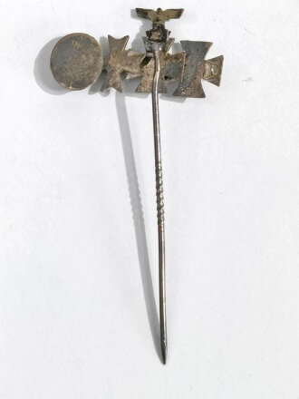 Miniatur mit Wiederholungsspange zum Eisernen Kreuz 1. Klasse 1914 , Kriegsverdienstkreuz 1. Klasse ohne Schwerter, selten so zu finden, Größe 9mm
