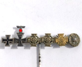 Miniatur Wiederholungsspange, Oldenburg Kreuz 1. und 2. Klasse, 9mm