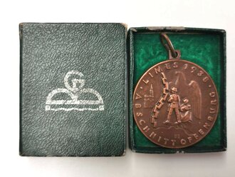"LIMES"-WESTWALL-MEDAILLE 1938 ABSCHNITT OFFENBURG. Hauptunternehmer Grün u. Bilfinger A.G, im Etui,  diese sind recht selten zu finden, Bronze 36mm