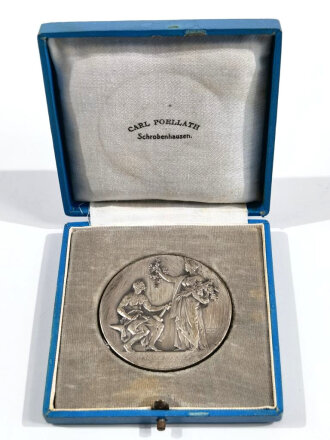 Verdienstmedaille des " Bayerischen Industriellen Verbandes im Etui,  Hersteller " Carl Poellath, Schrobenhausen, Durchmesser Medaille 50mm