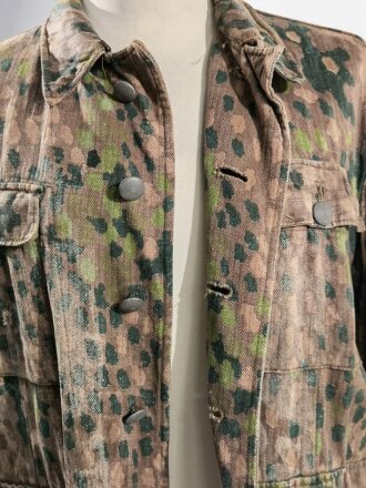 Waffen SS Feldbluse Erbsentarn. Getragenes Kammerstück aus Drillichmaterial