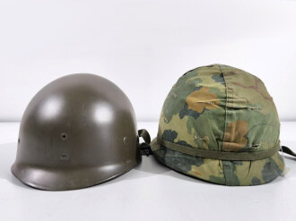 U.S. post war steel helmet , 1868 dated Mitchell cover,...