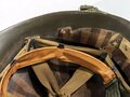 U.S. post war steel helmet , 1868 dated Mitchell cover, rear seam shell, reused WWII liner