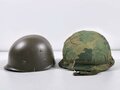 U.S. post war steel helmet , 1868 dated Mitchell cover, rear seam shell, reused WWII liner