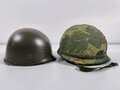 U.S. post war steel helmet , 1868 dated Mitchell cover, rear seam shell, reused WWII liner