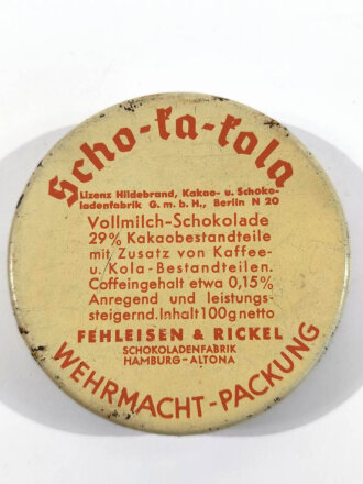Scho-ka-kola Dose Wehrmacht Packung datiert  1939, ungereinigtes Stück