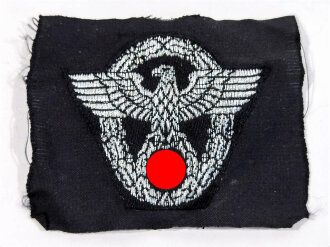 Polizei III.Reich, Adler für das Schiffchen für Offiziere, silberfaden auf schwarz
