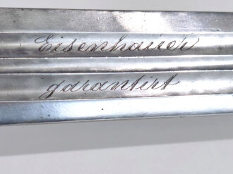 Sachsen, Degen für Offiziere Modell 1867. Klinge " garantiert Eisenhauer" sowie geätztes Monogramm "AR unter Krone" (König Albert 1873 - 1902). Guter Gesamtzustand